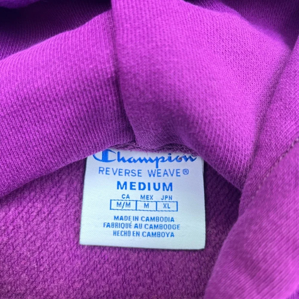 Champion Reverse Weave Cropped Hoodie‎ Sweatshirt Womens Purple Sz M Grunge Y2K